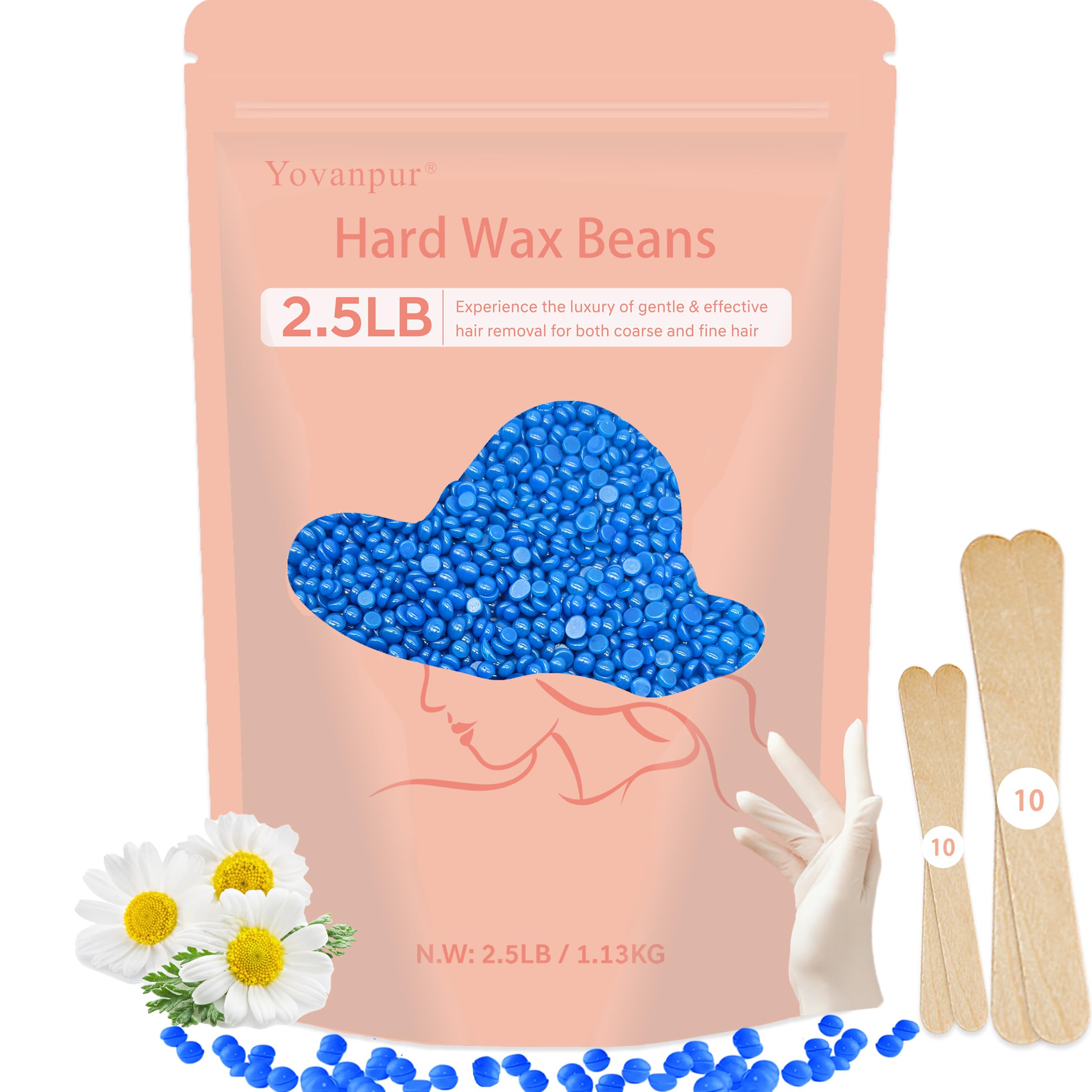 Yovanpur blue wax beads bulk pack for at-home salon-grade waxing