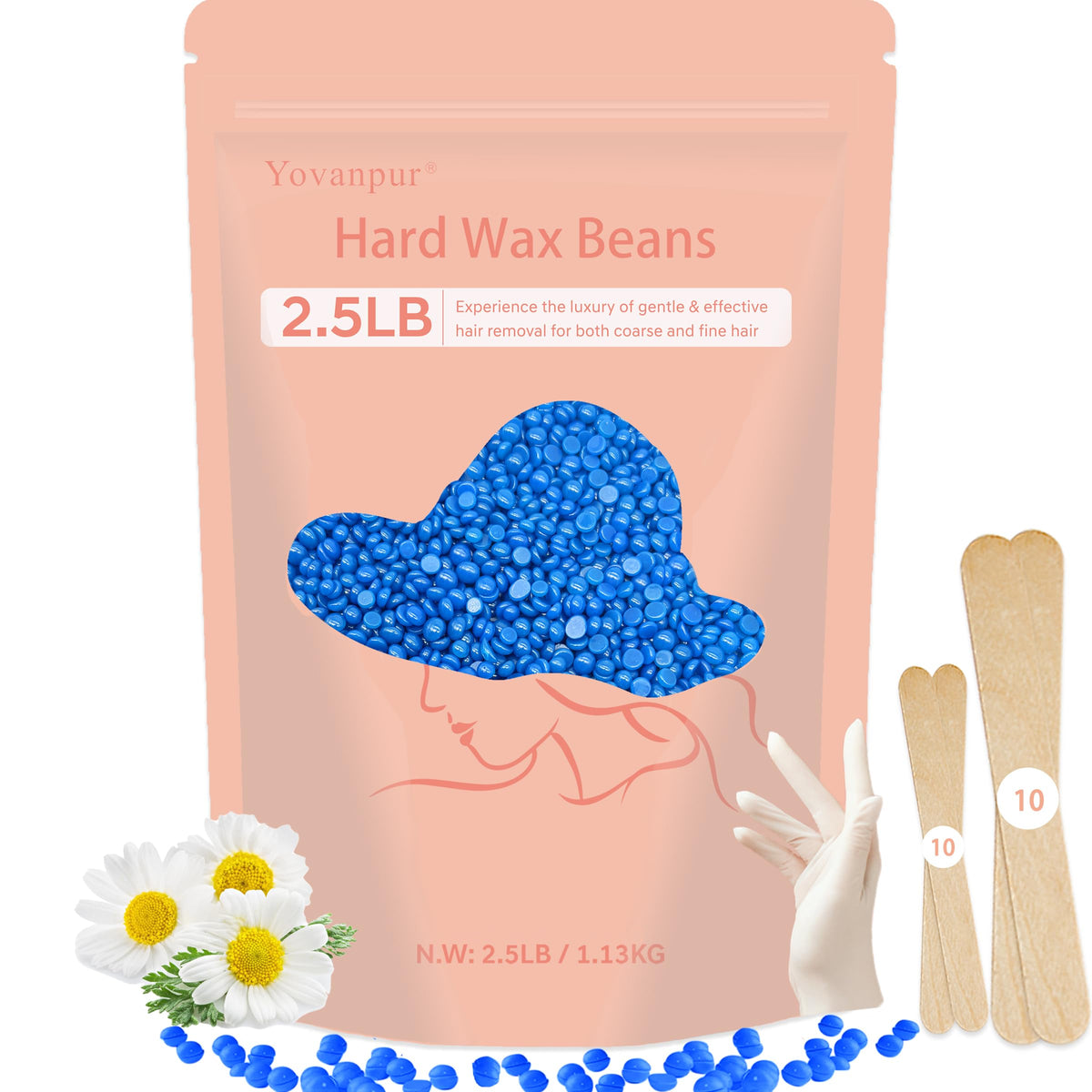 Yovanpur blue wax beads bulk pack for at-home salon-grade waxing