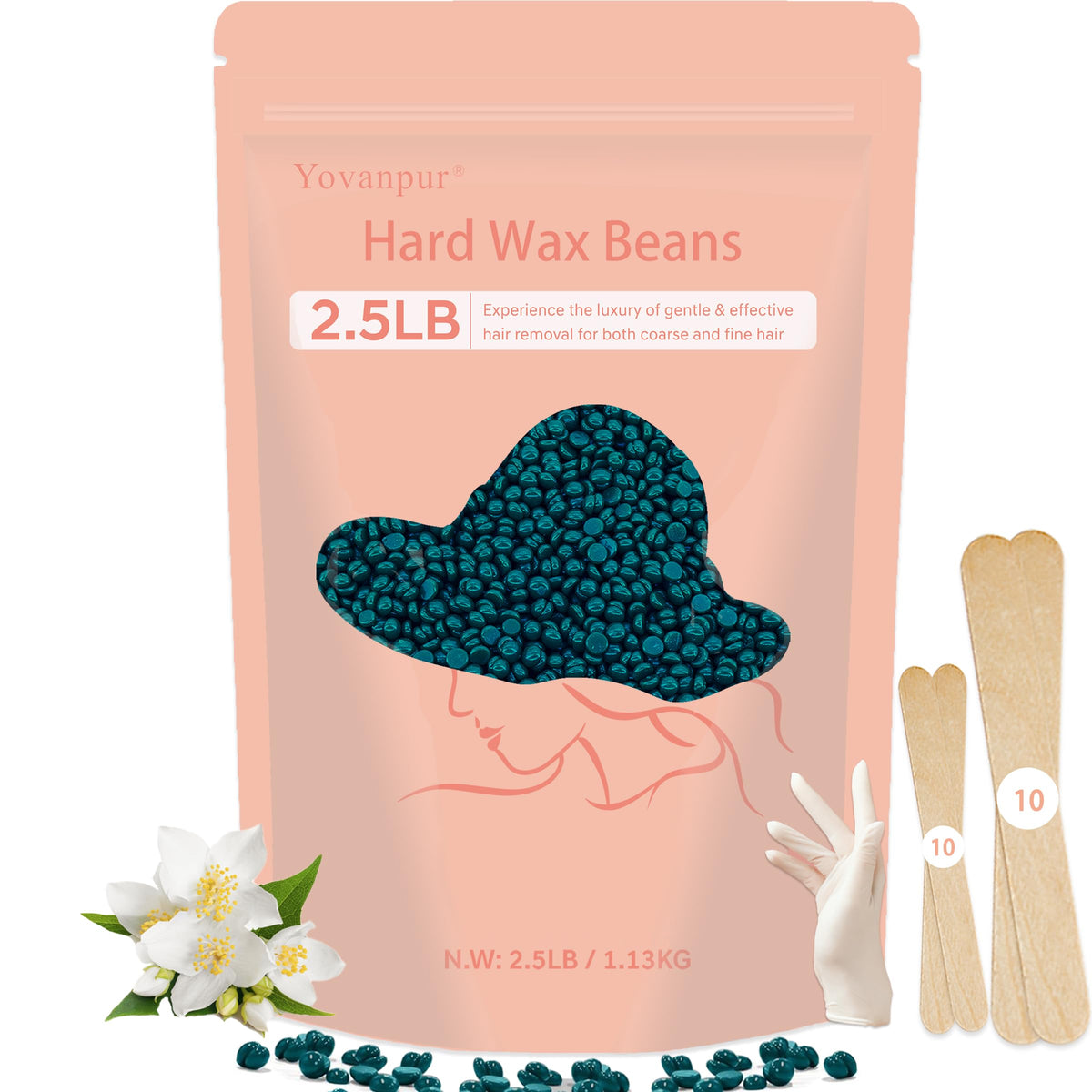 Yovanpur hard wax beads bulk pack for at-home hair removal with long-lasting smooth skin.