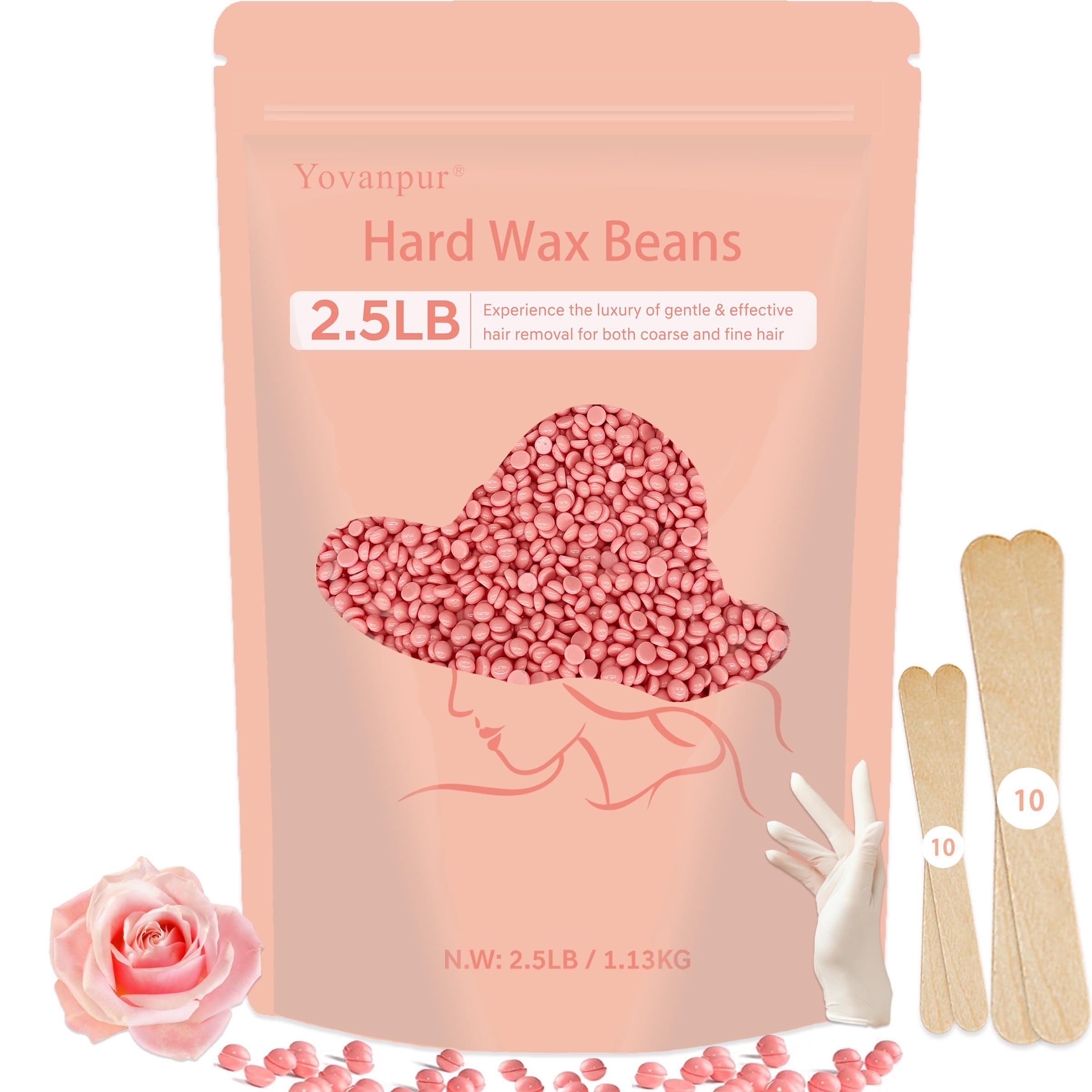Yovanpur pink hard wax beads bulk pack for salon-style results at home