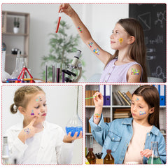 Yoyuspy lab equipment icons tattoo set for classroom decoration.