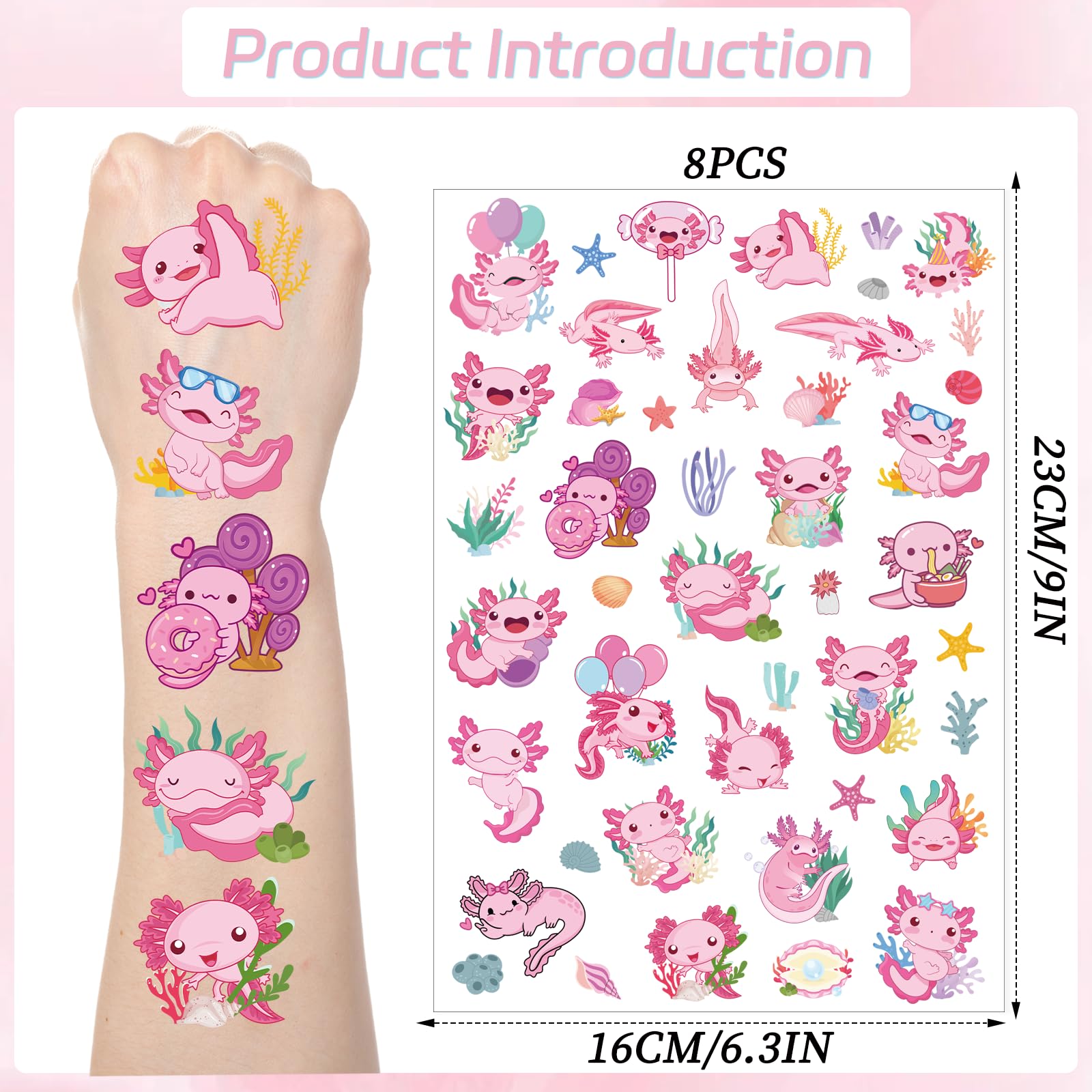 Yoyuspy pink axolotl designs ideal for party favors and classroom rewards.