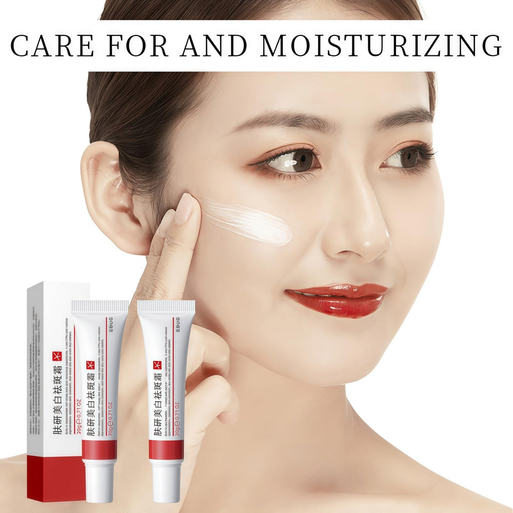 Application shot of YP dark spot cream on skin for even-toned results.