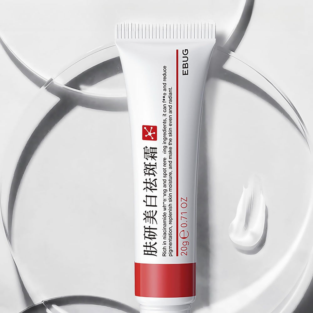 Before-and-after comparison for YP dark spot cream showing tone improvement.