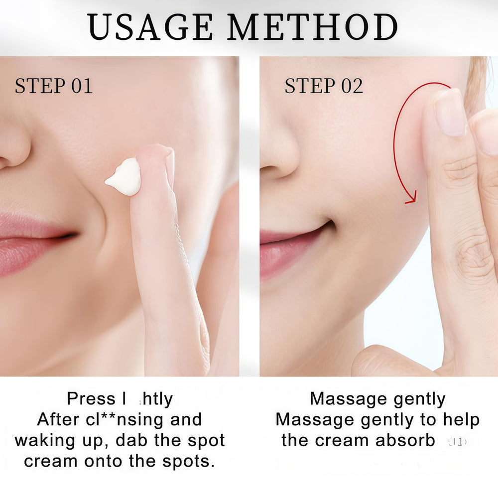 Close-up of YP dark spot cream tube with clean packaging.