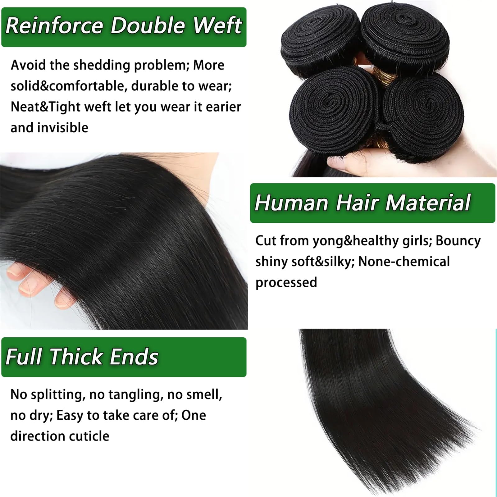 Ysivonu four bundles straight weave full head ready for styling