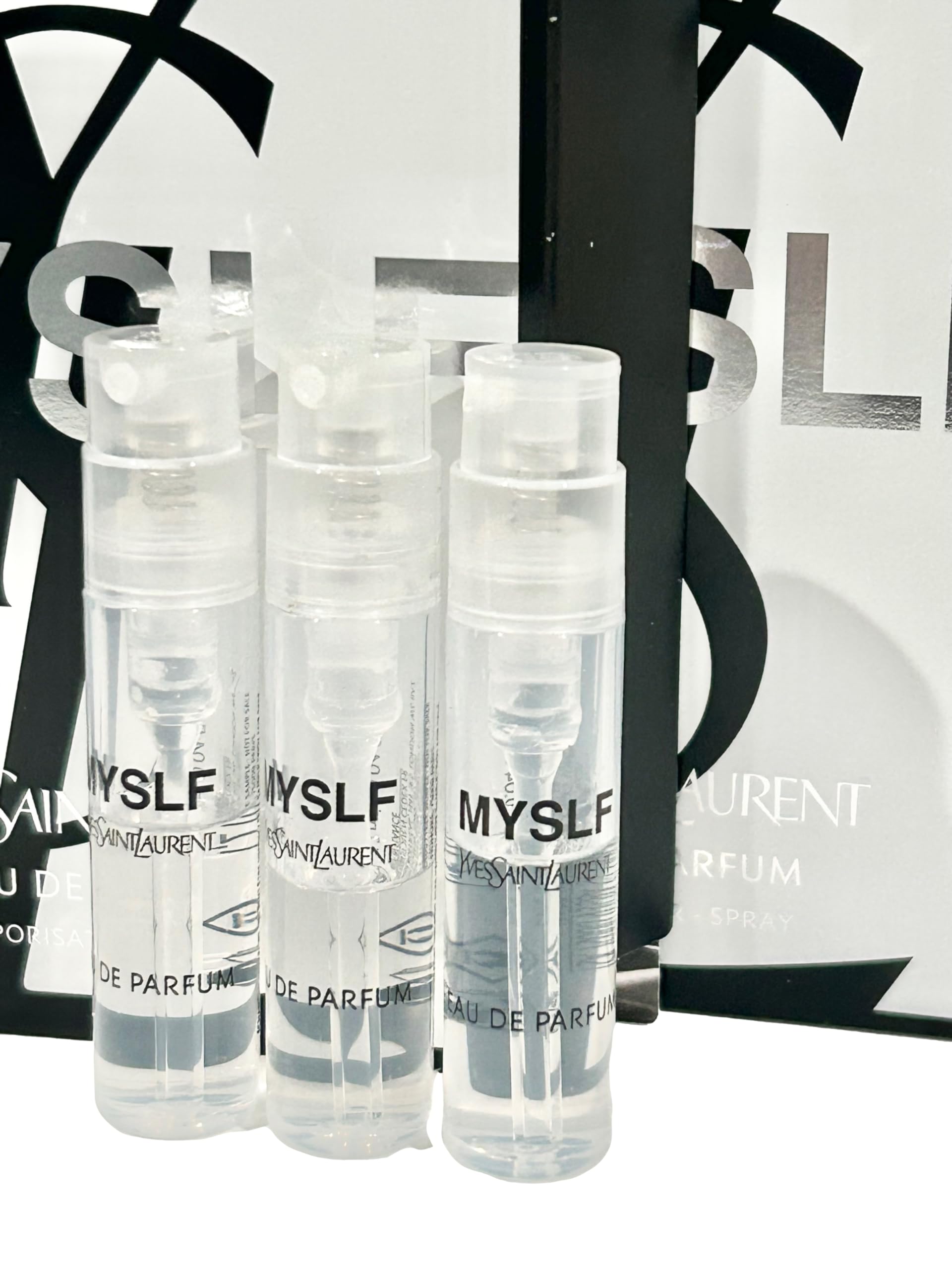 Three compact Myslf vials offer portable scent options for daily refresh.