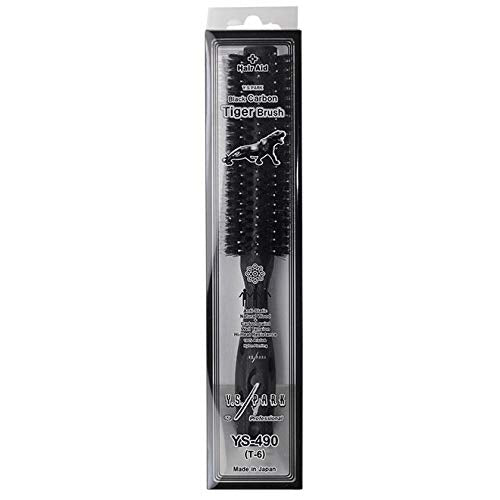 YS PARK YS490 black carbon tiger brush back view highlighting ergonomic handle for quick styling
