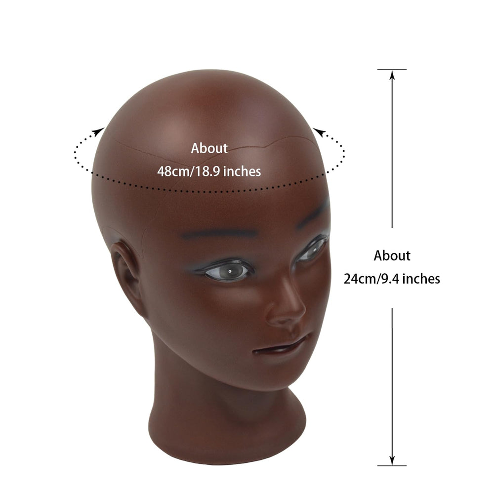 YTBYT wig display setup on brown-red head for styling