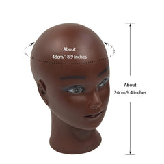 YTBYT wig display setup on brown-red head for styling