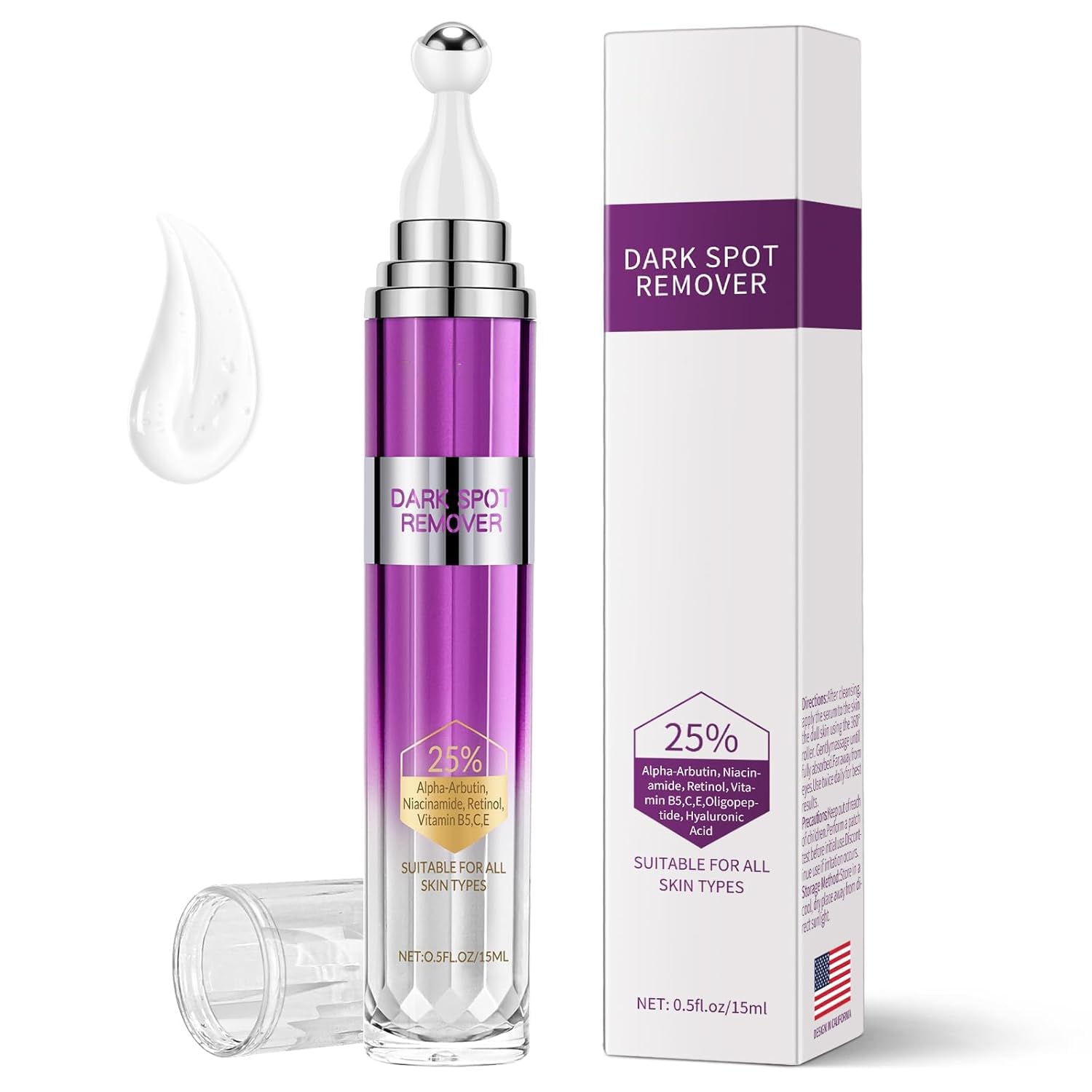 YTDB Dark Spot Remover bottle and roller for precise application and smoother skin.