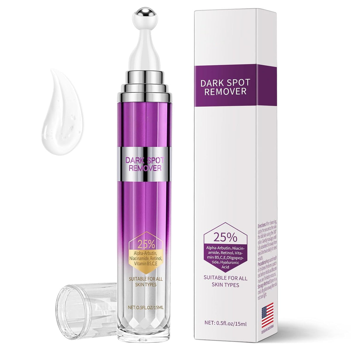 YTDB Dark Spot Remover bottle and roller for precise application and smoother skin.
