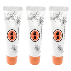 Yu-Be Moisturizing Skin Cream Trio packaging shows compact tubes for on-the-go hydration.