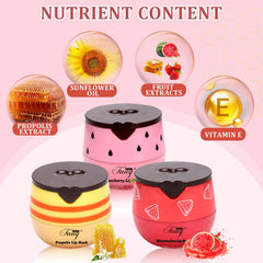 YU KUI LX honey strawberry watermelon lip mask, soothing overnight care for smoother lips.