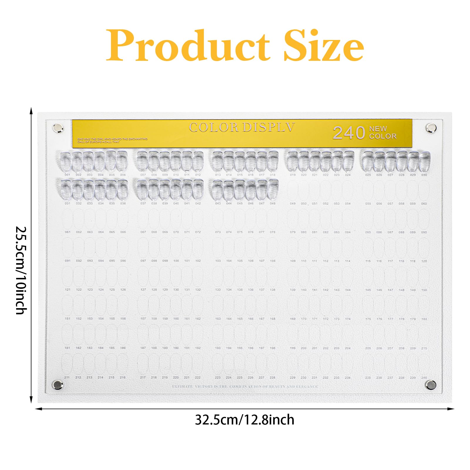 Yuanan 240-colors nail art display board showcasing the full palette for quick comparisons