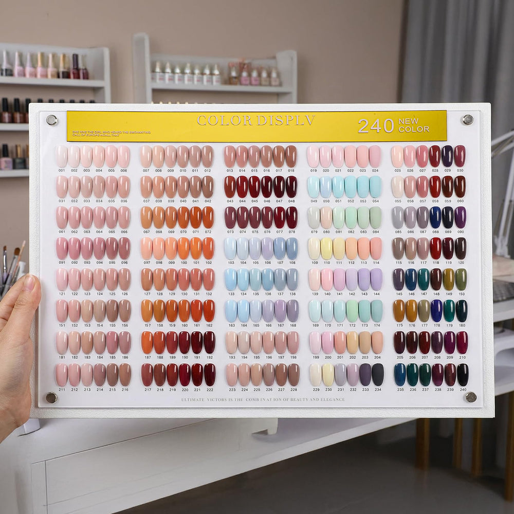 Yuanan transparent acrylic swatches on a white backdrop highlight polish richness