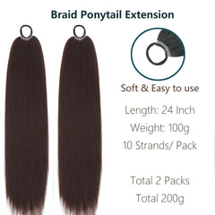 Yubao Hair braided ponytail extension with elastic band enables quick, secure styling.