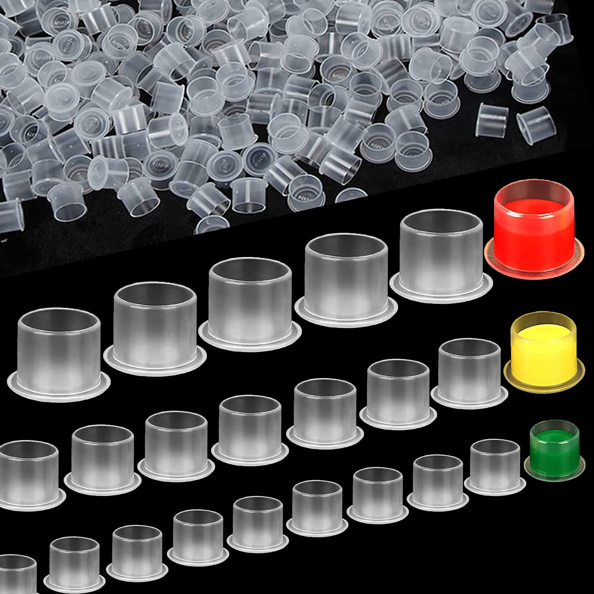 Yuelong tattoo ink caps 14mm base design to prevent spills during sessions.