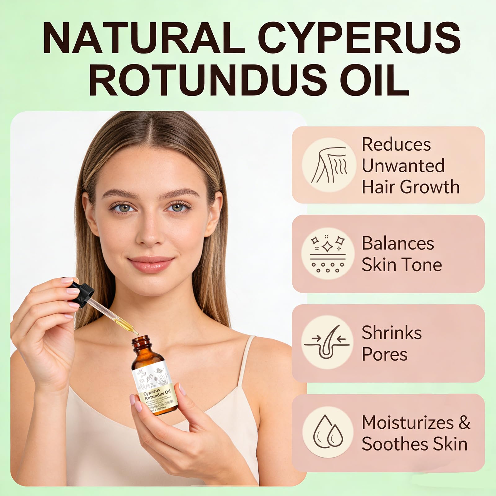 YUEPLATTNMAY applying Cyperus Rotundus Oil in a daily routine