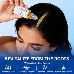 YUFUY serum being rolled onto scalp for precise application