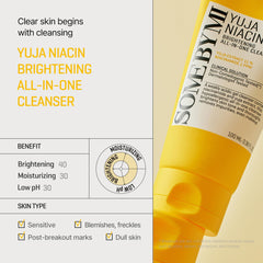SOME BY MI Yuja Niacin Brightening Cleanser ingredients visual highlights yuja extract and niacinamide