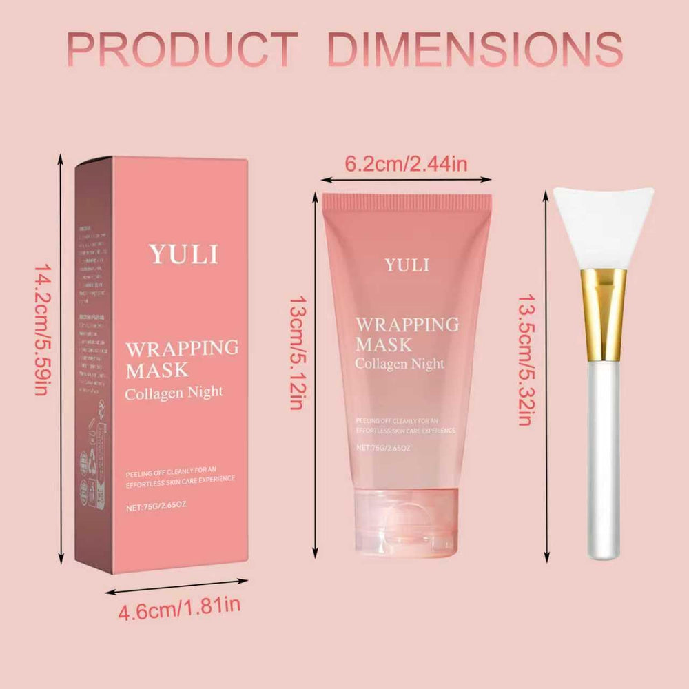 YULI collagen night wrap mask after routine suggests waking up with refreshed hydrated skin.