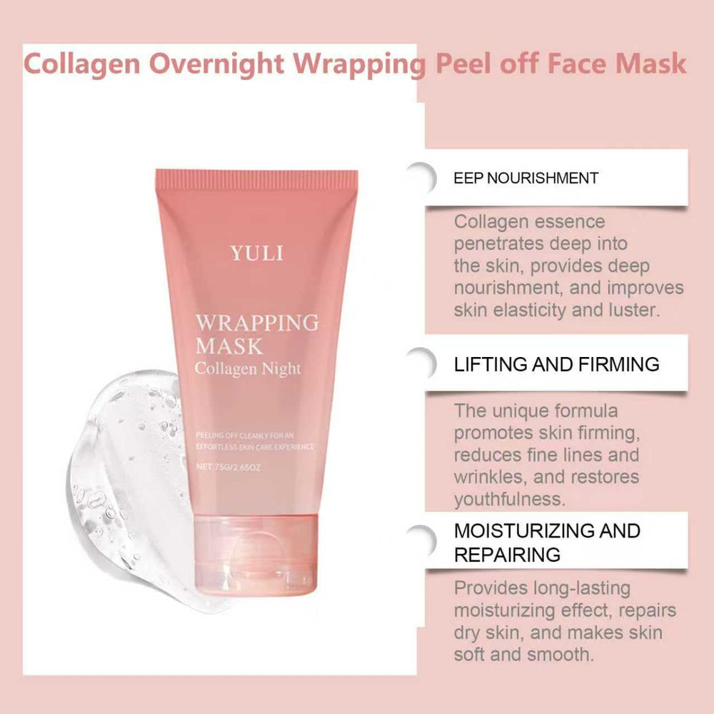 YULI Collagen Night Wrapping Mask sets in 15 minutes for a quick nighttime boost