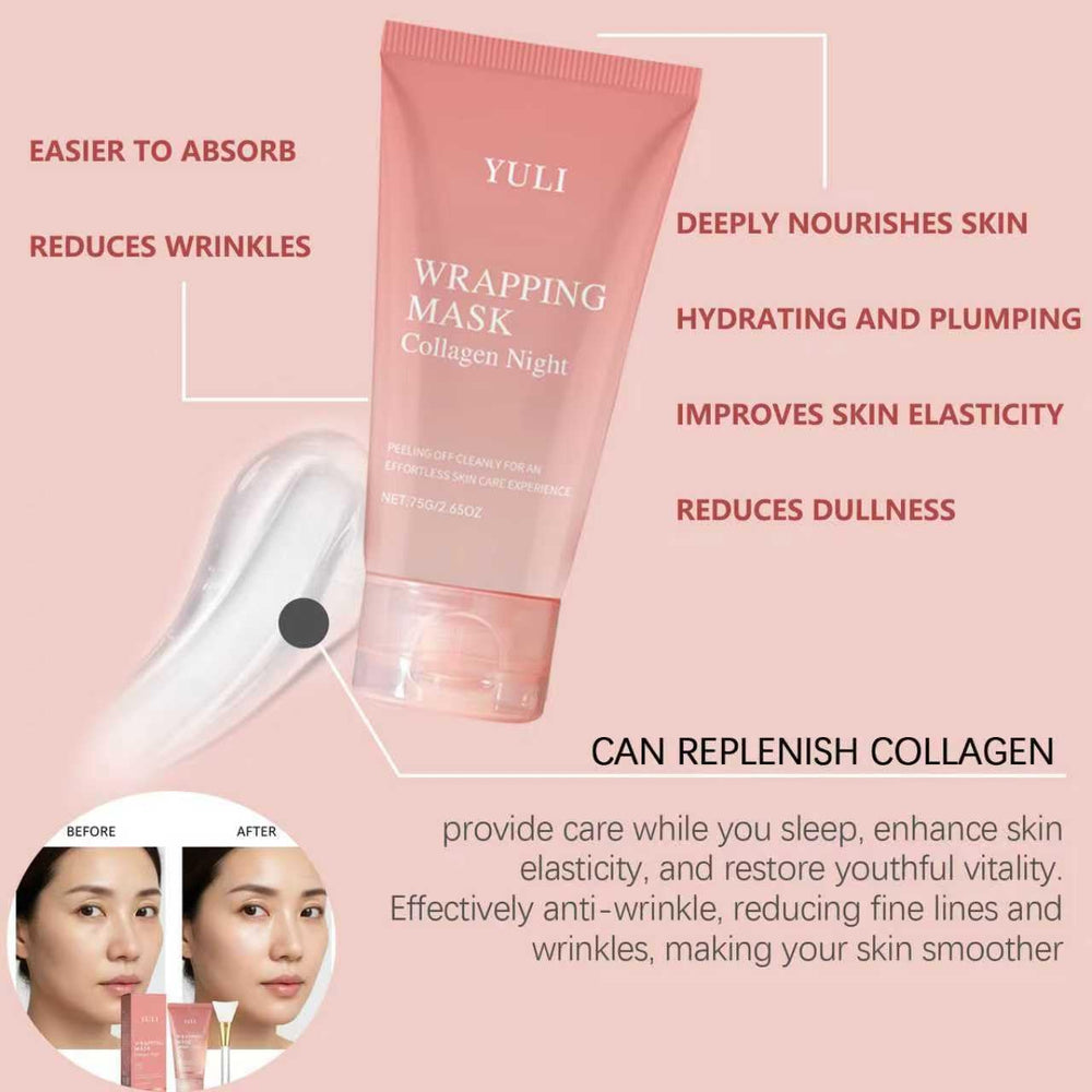 YULI Collagen Night Wrapping Mask peel-off action removes impurities while locking moisture