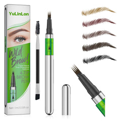 Yulinlon 4-Tip Eyebrow Pen design creates natural, defined brows with hair-like strokes.