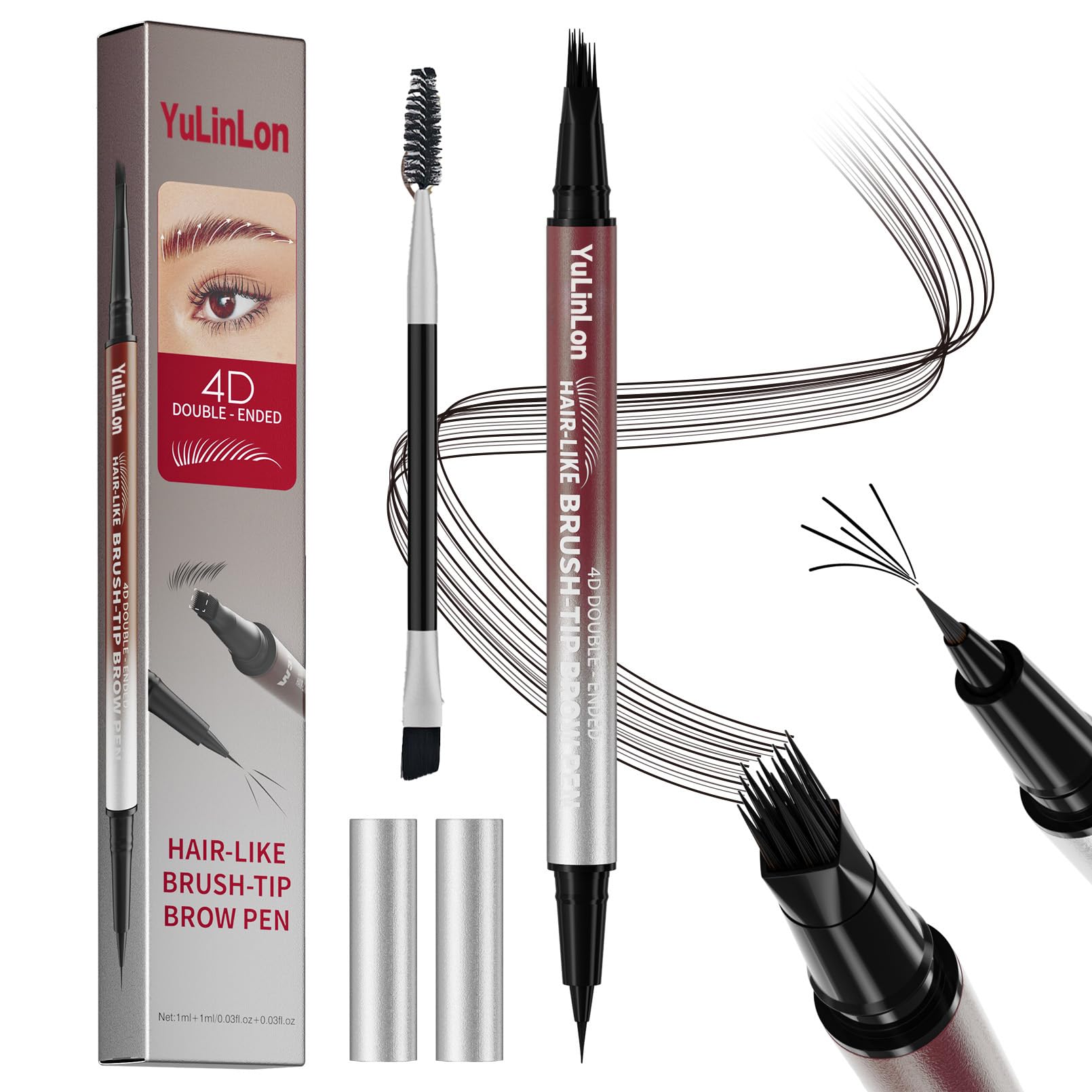 Yulinlon 4D eyebrow pen with hair-like brush tip for natural strokes