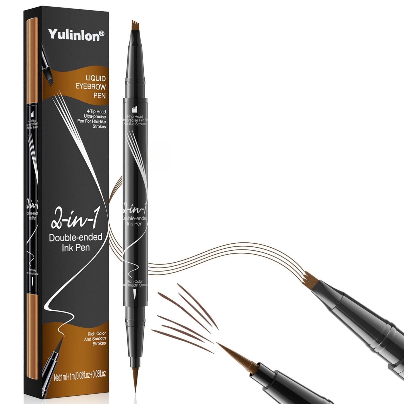 Yulinlon 9706 precision-tip close-up for natural hair-like brow strokes