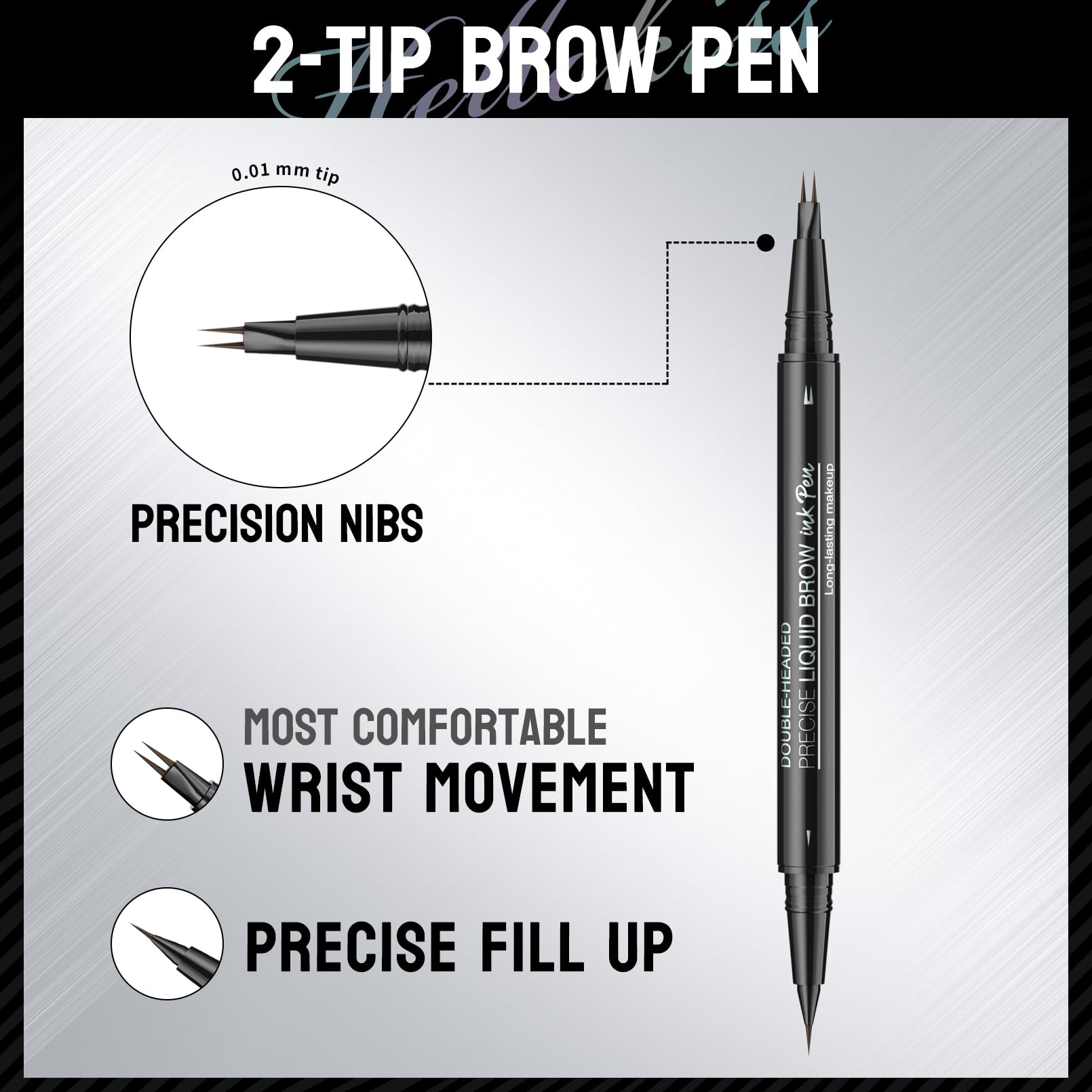 Yulinlon 9708 eyebrow pen includes built-in brush for blending.