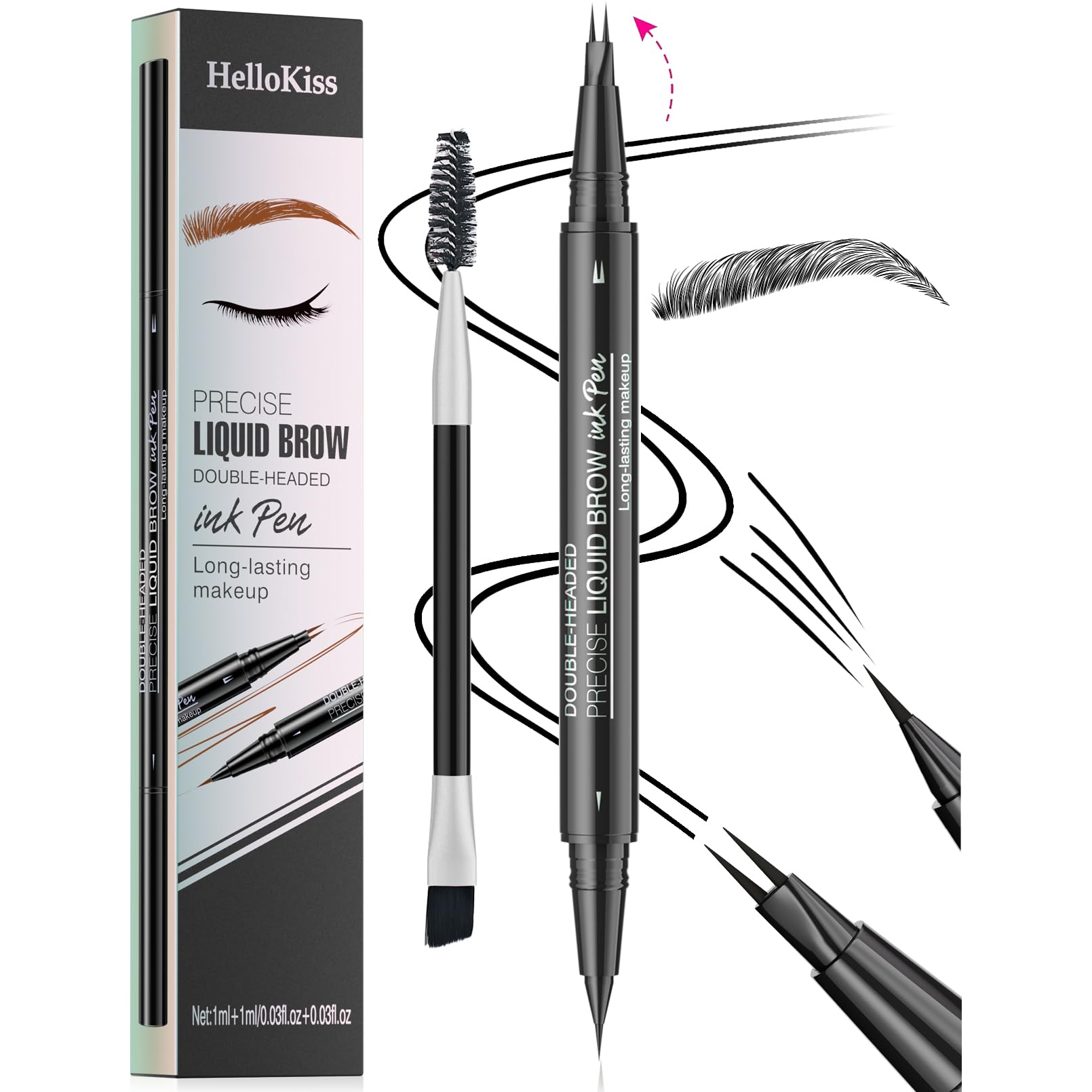 Yulinlon 9708 dual-ended eyebrow pen with built-in brush for precise shaping.