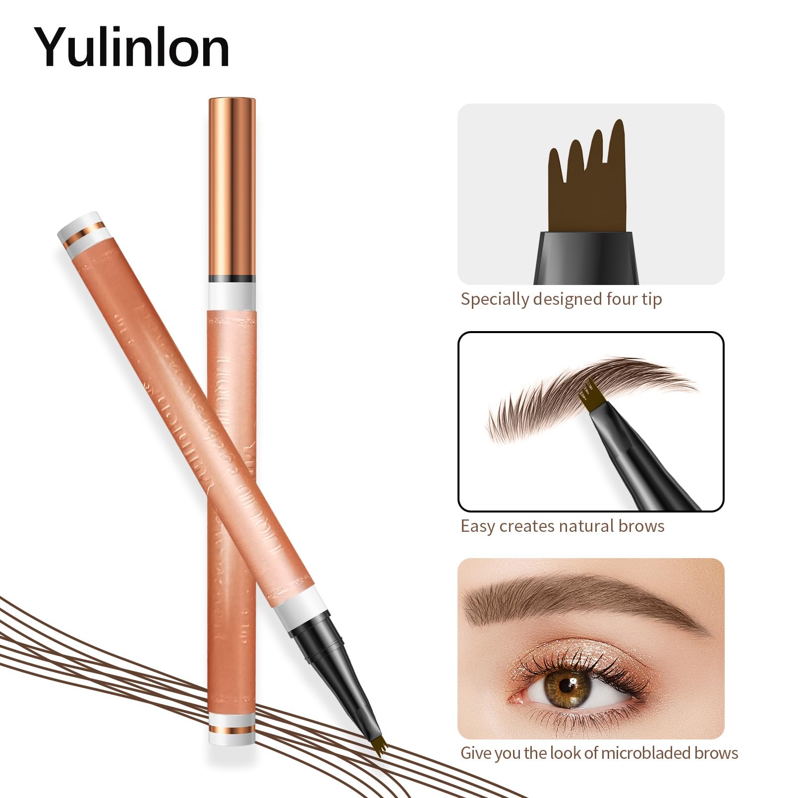 Yulinlon brow pen works with all brow colors for versatile looks.