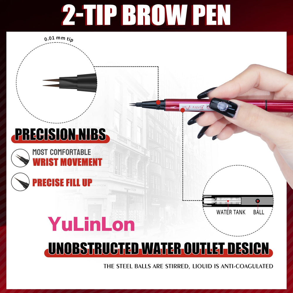 Yulinlon brow pen brush applicator demonstrates natural strokes and easy blending.