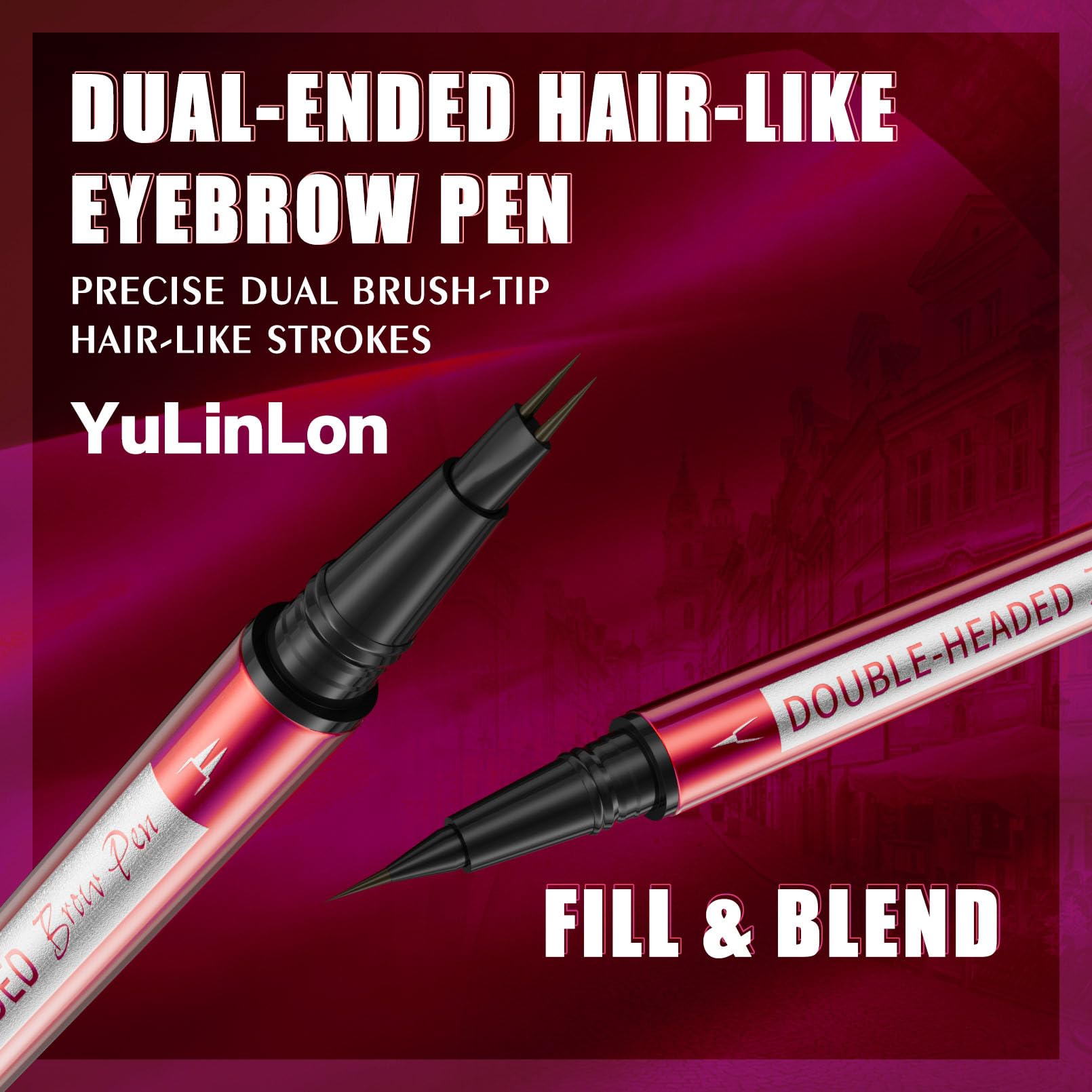 Yulinlon Brow Pen shade Dark Brown adds deeper definition.