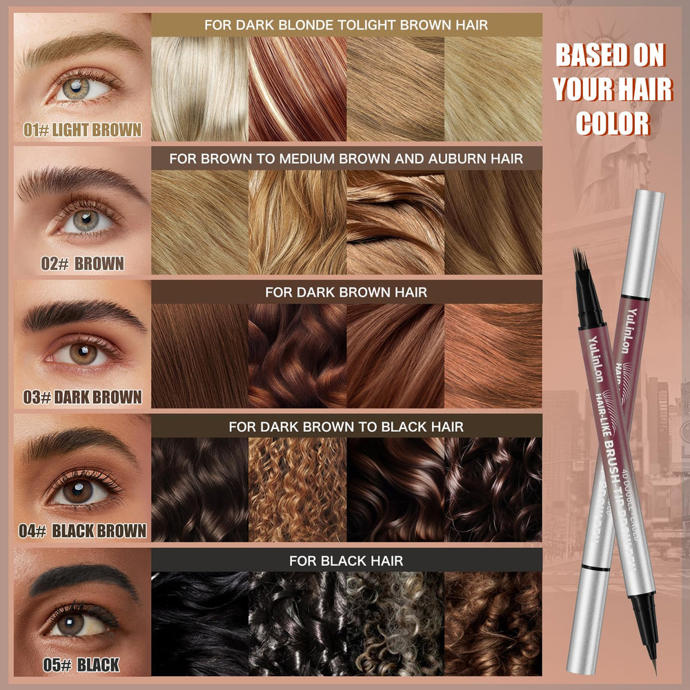 Yulinlon eyebrow pen color-matching across five shades