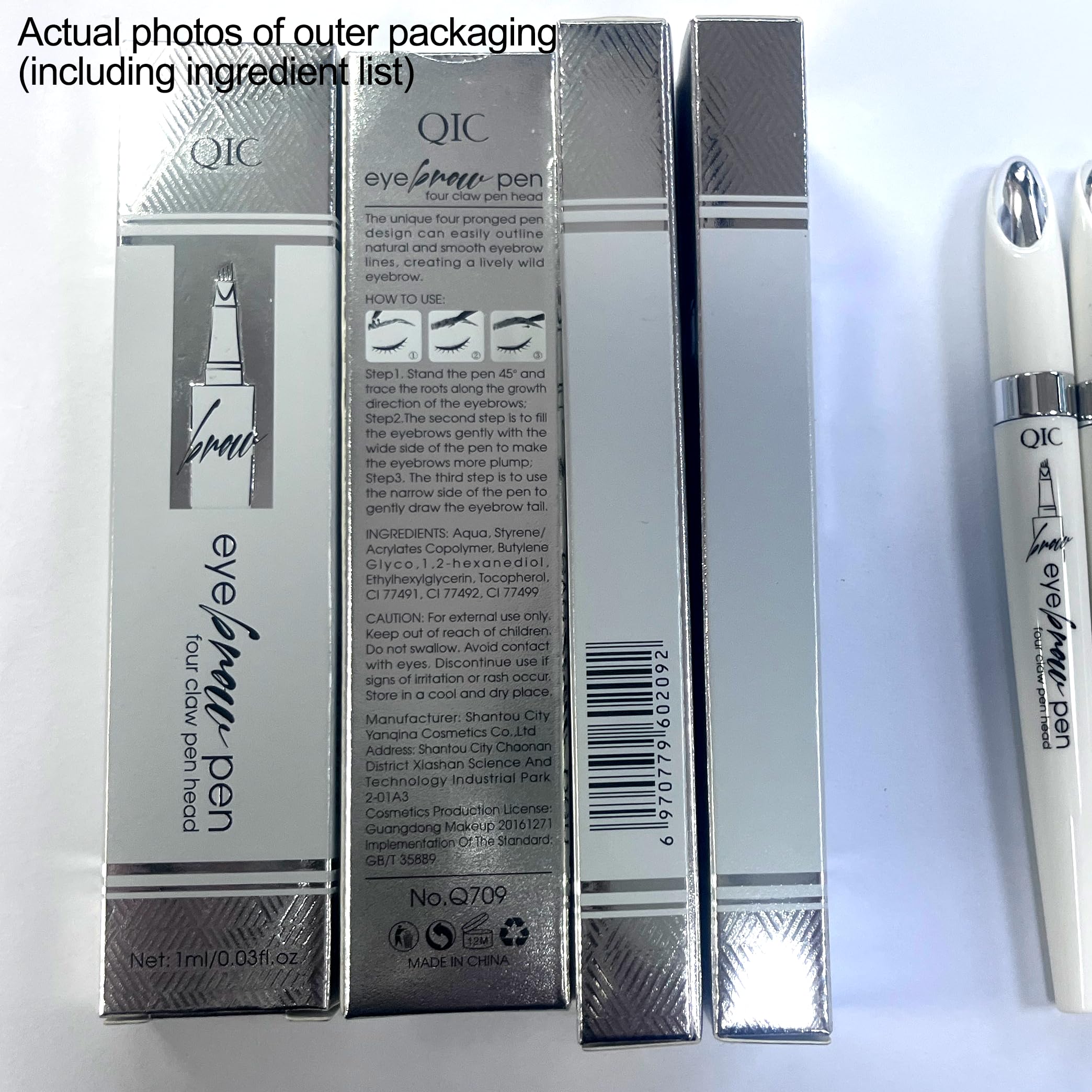 Yulinlon Q709 Brow Master brow pen applied for natural hair-like strokes.