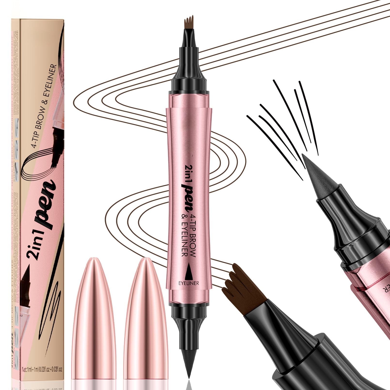 Yulinlon Q710 2in1pen brow-eyeliner in action for versatile brow and liner creation.