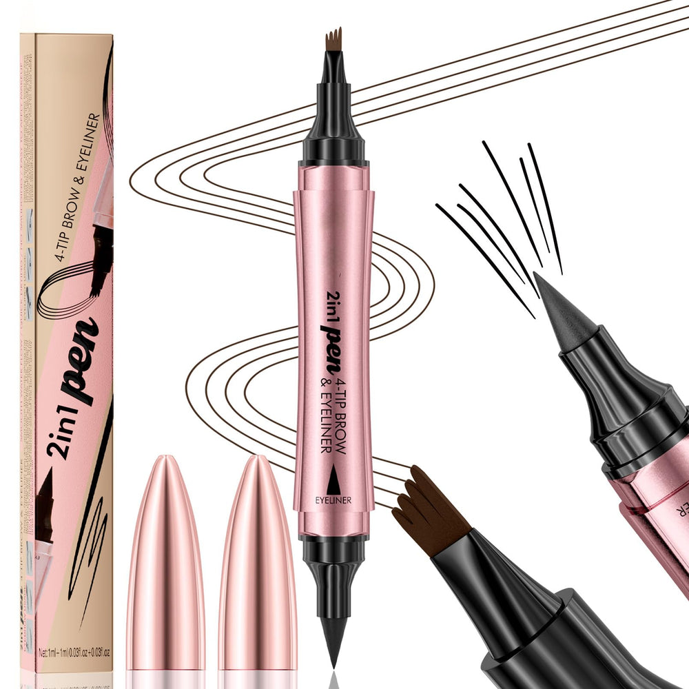 Yulinlon Q710 2in1pen brow-eyeliner in action for versatile brow and liner creation.