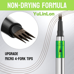 Yulinlon waterproof brow pen on hand demonstrating smudge-proof wear.