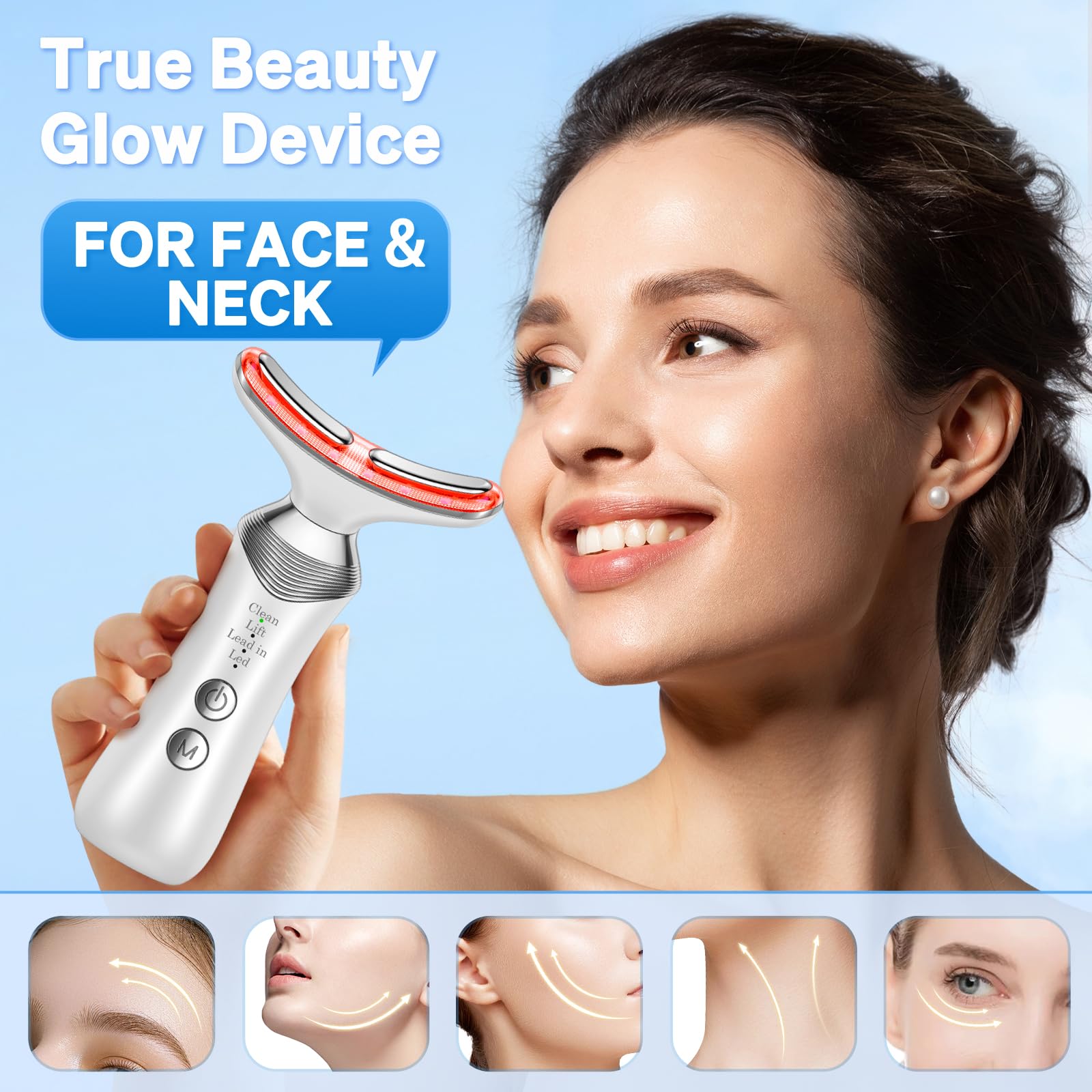 YUMAID 160-degree curved massage head highlights precise facial contouring and gentle lift.