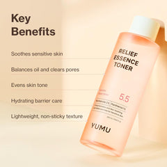 YUMU Licorice Relief Toner texture close-up shows light, non-sticky absorption.