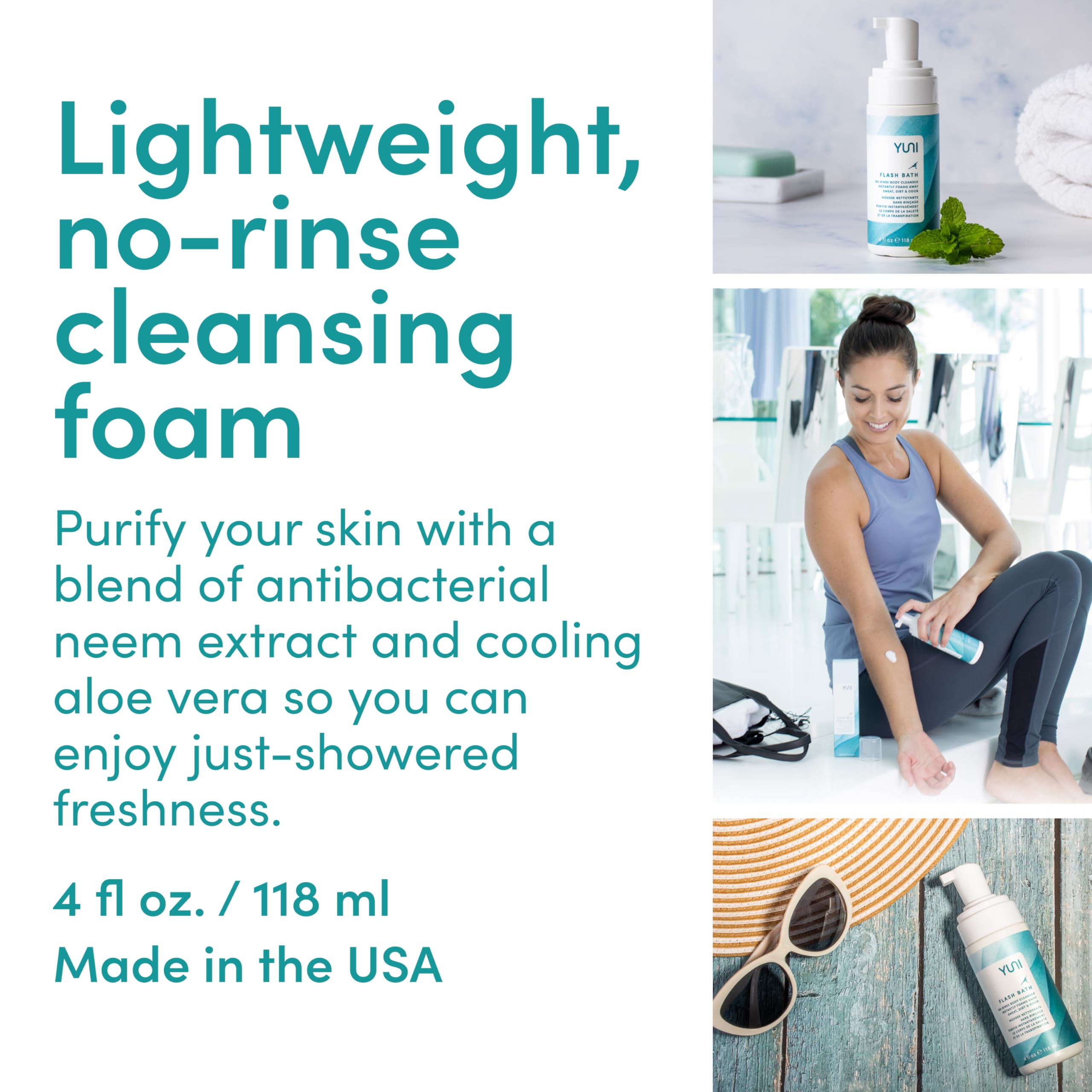 Neem leaf in YUNI Beauty wash deodorizes and soothes the skin.