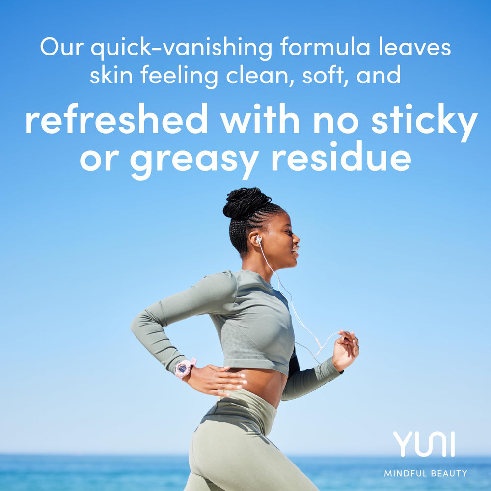 Organic aloe vera hydrates and calms skin during cleansing with YUNI.
