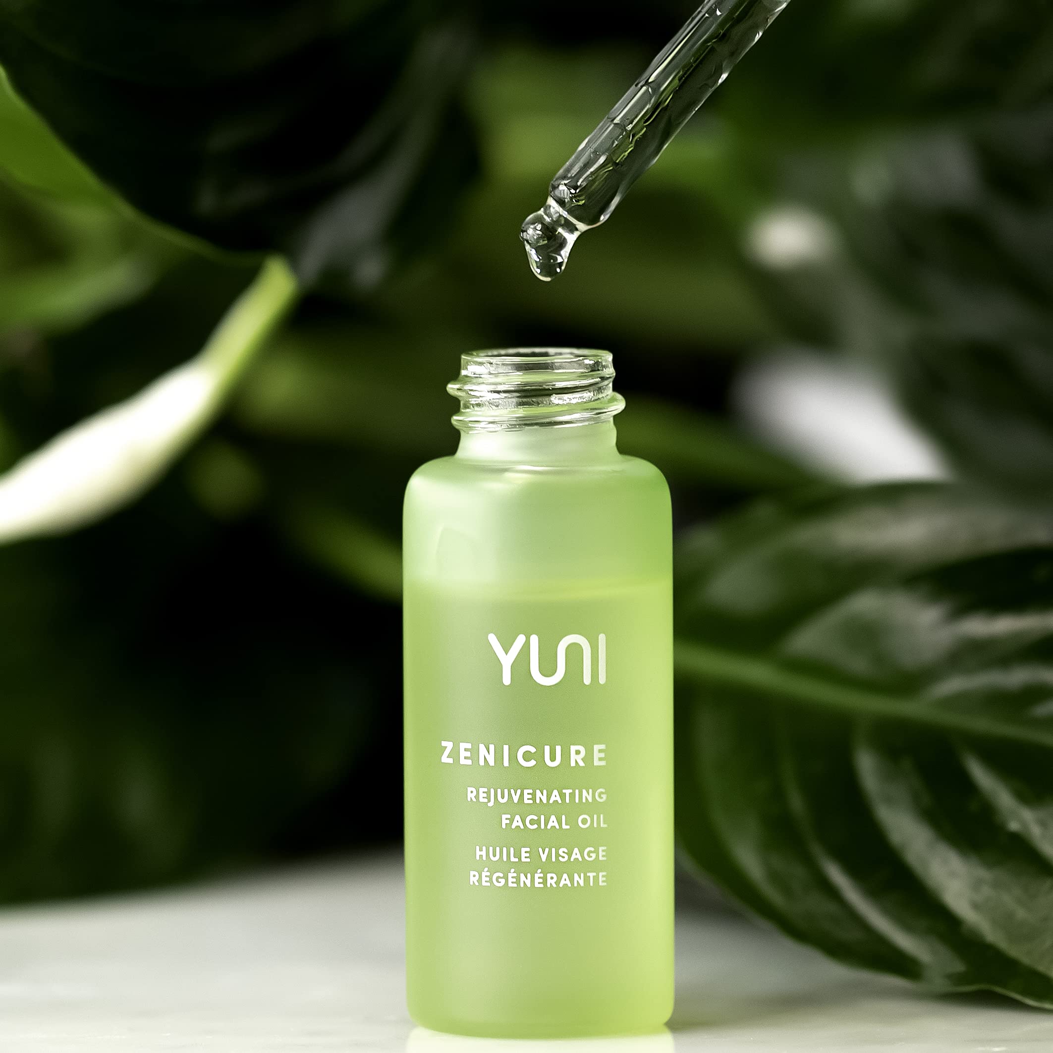 Elegant packaging of YUNI Rejuvenating Face Oil reflects vegan skincare values.