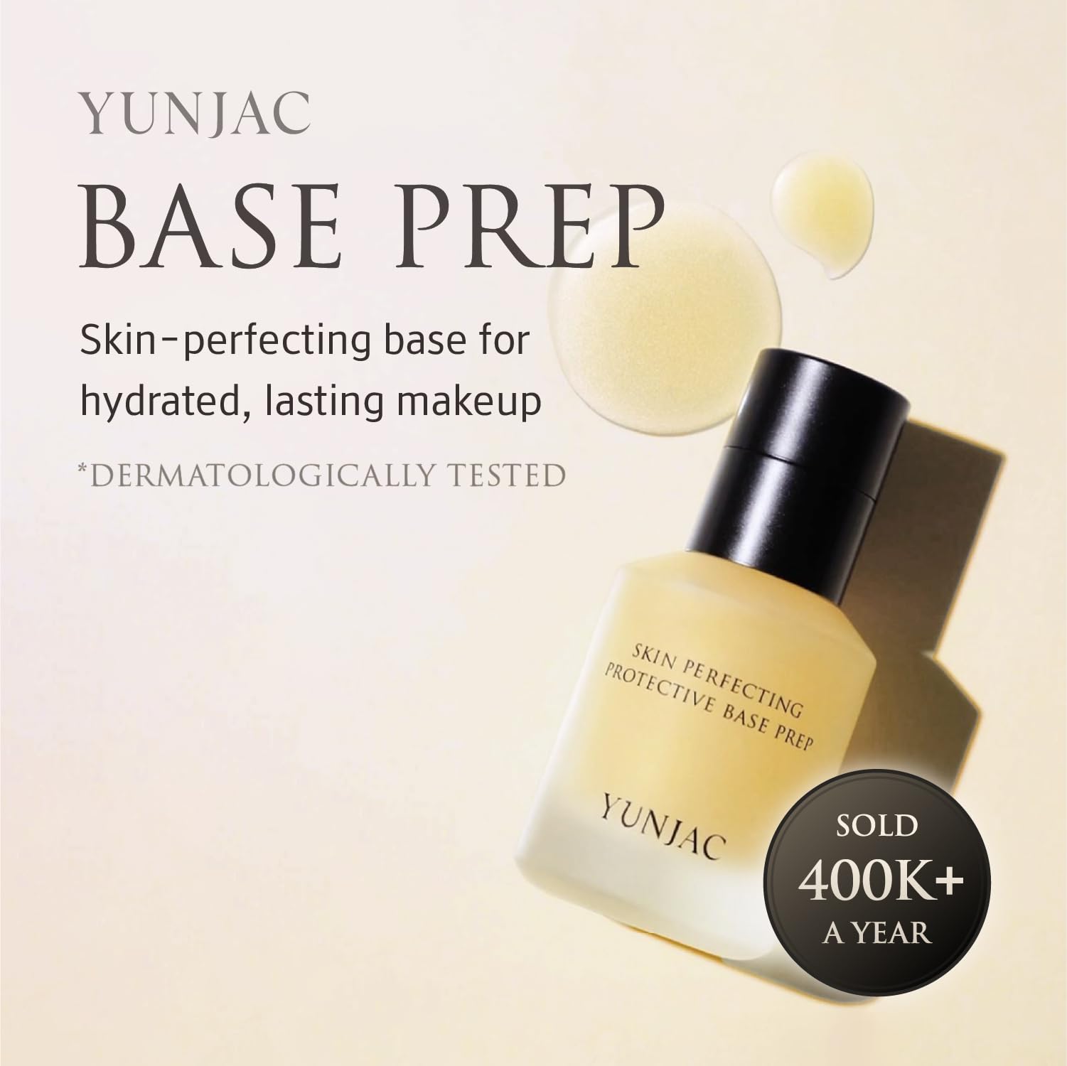 YUNJAC Base Prep serum texture close-up shows luxurious priming