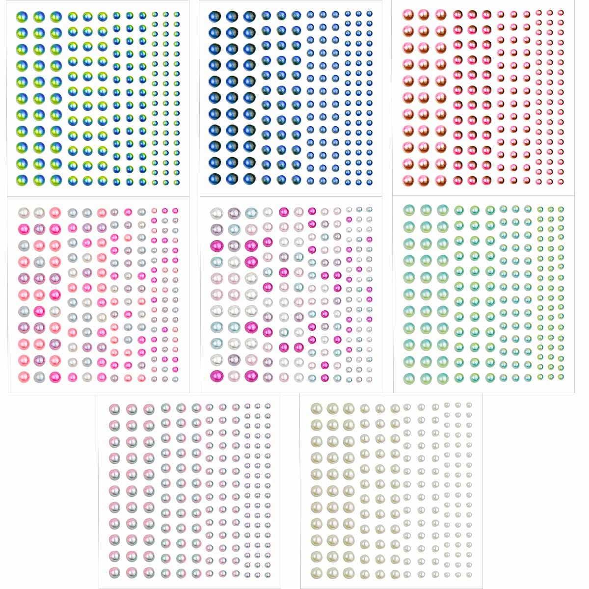 Yuntop pearl stickers set with colorful flat-back pearls for easy craft embellishment.