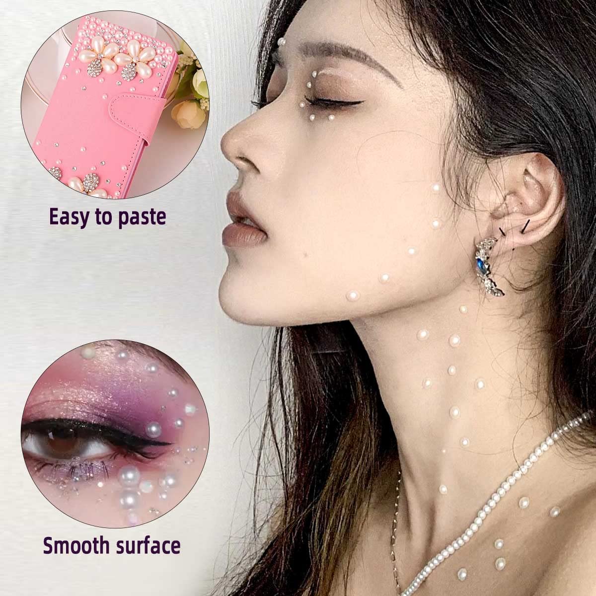 Yuntop pearl stickers suitable for skin and nails with gentle adhesion.