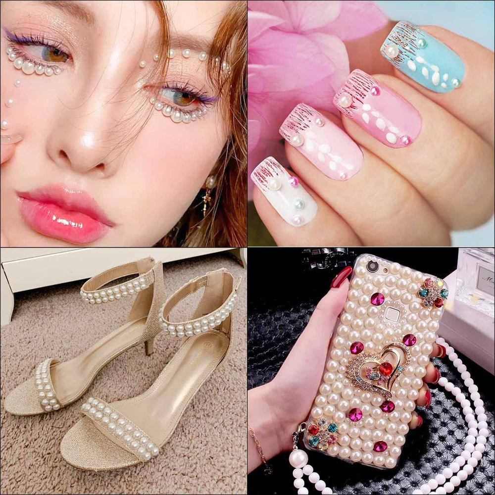 Yuntop self-adhesive pearls in various sizes for quick nail art.